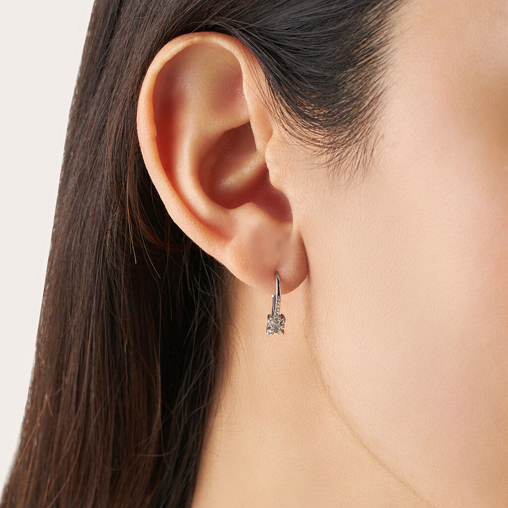 Orecchini Lobo Punto Luce Petali Oro Bianco Diamante - Orecchini a Lobo Donna | Stroili