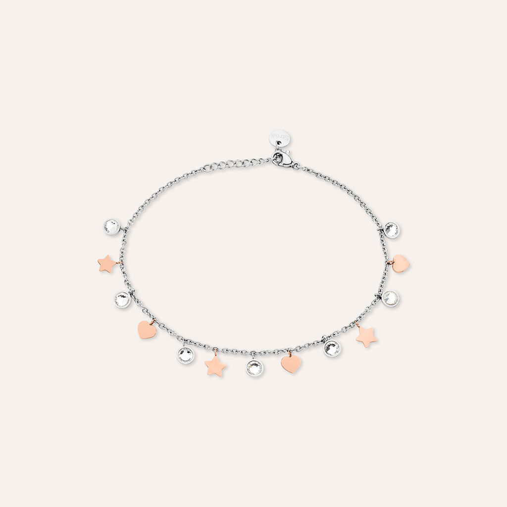 Cavigliera Lady Chic Acciaio Bicolore Bianco / Rosa Cristallo - Cavigliere Donna | Stroili