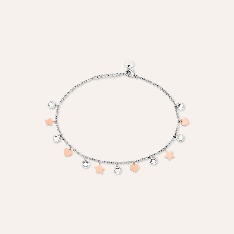 Cavigliera Lady Chic Acciaio Bicolore Bianco / Rosa Cristallo - Cavigliere Donna | Stroili