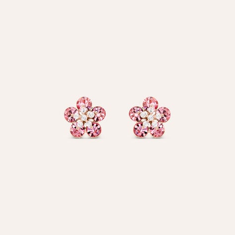 Orecchini Lobo Romantic Shine Ottone Rosa Cristallo - Orecchini a Lobo Donna | Stroili