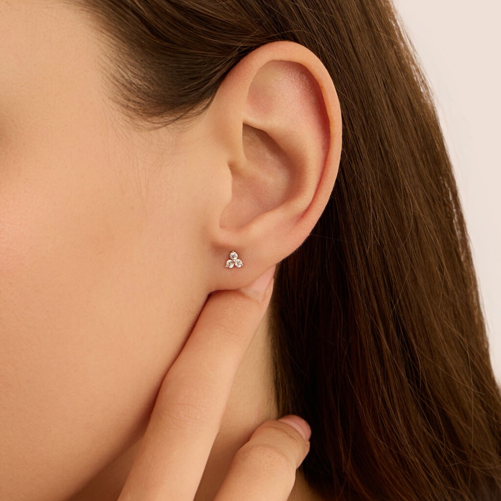 Orecchini Lobo Bon Ton Oro Bianco Cubic Zirconia