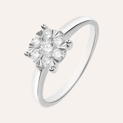 Anello Solitario Petali Oro Bianco Diamante - Anelli con Pietre Donna | Stroili