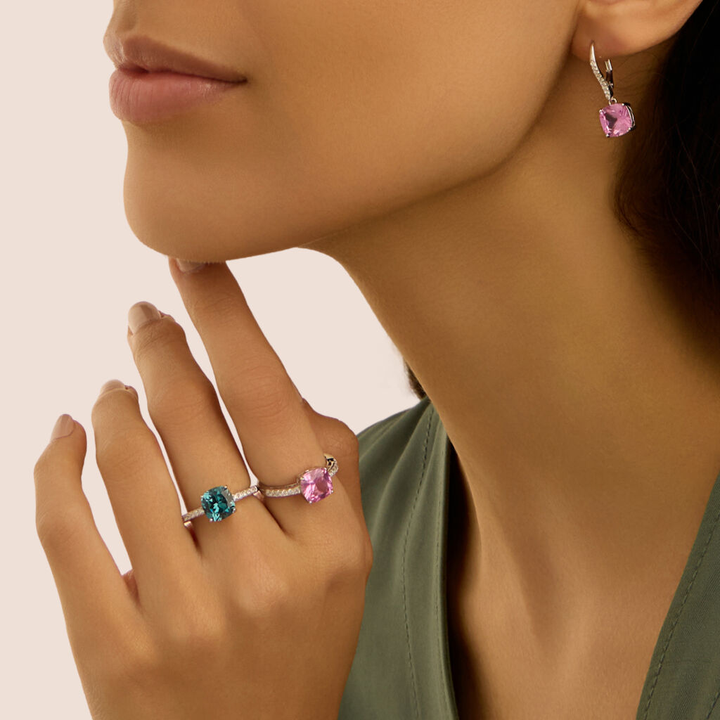 Anello Solitario Silver Rainbow Argento Rodiato Cubic Zirconia