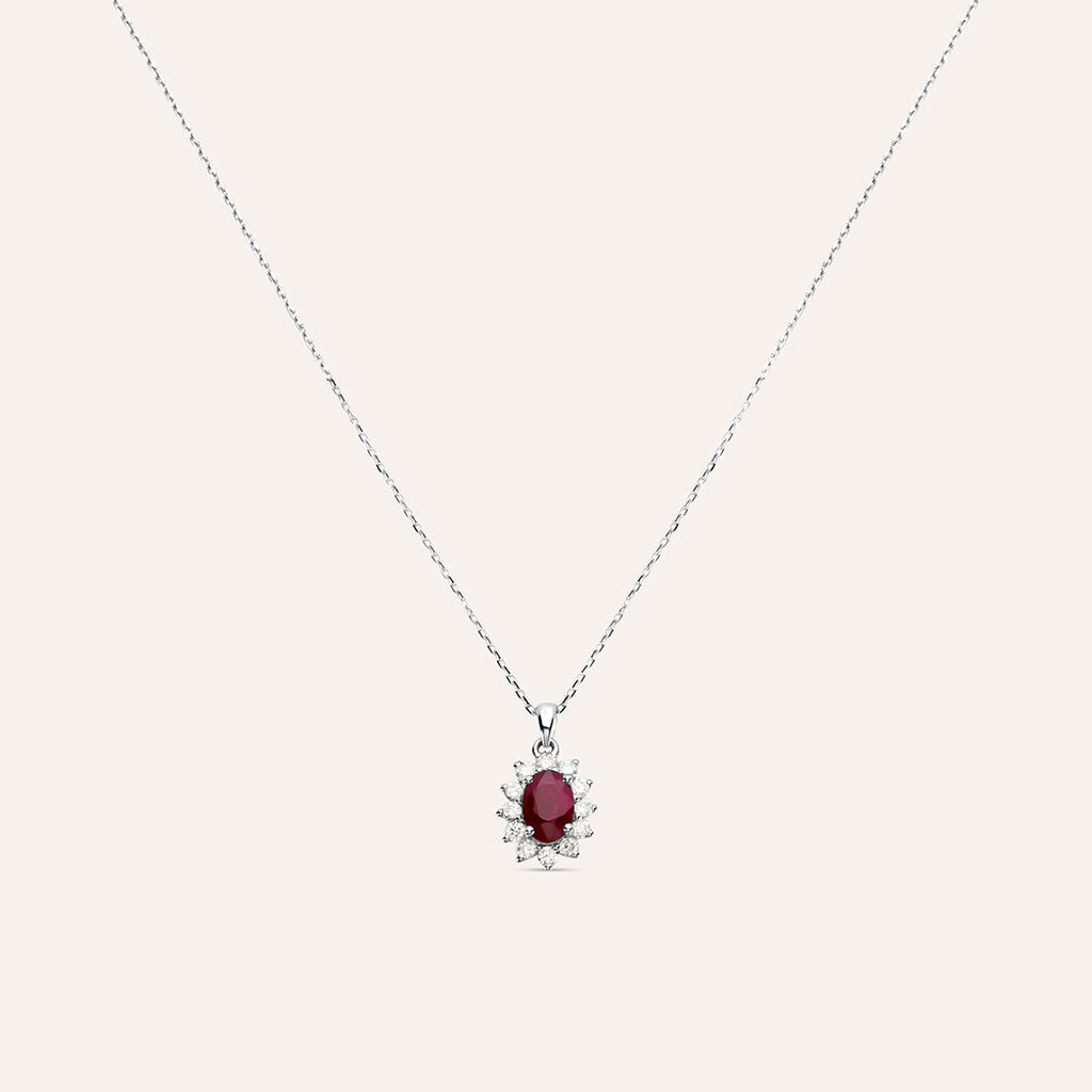 Collana Charlotte Oro Bianco Rubino Diamante