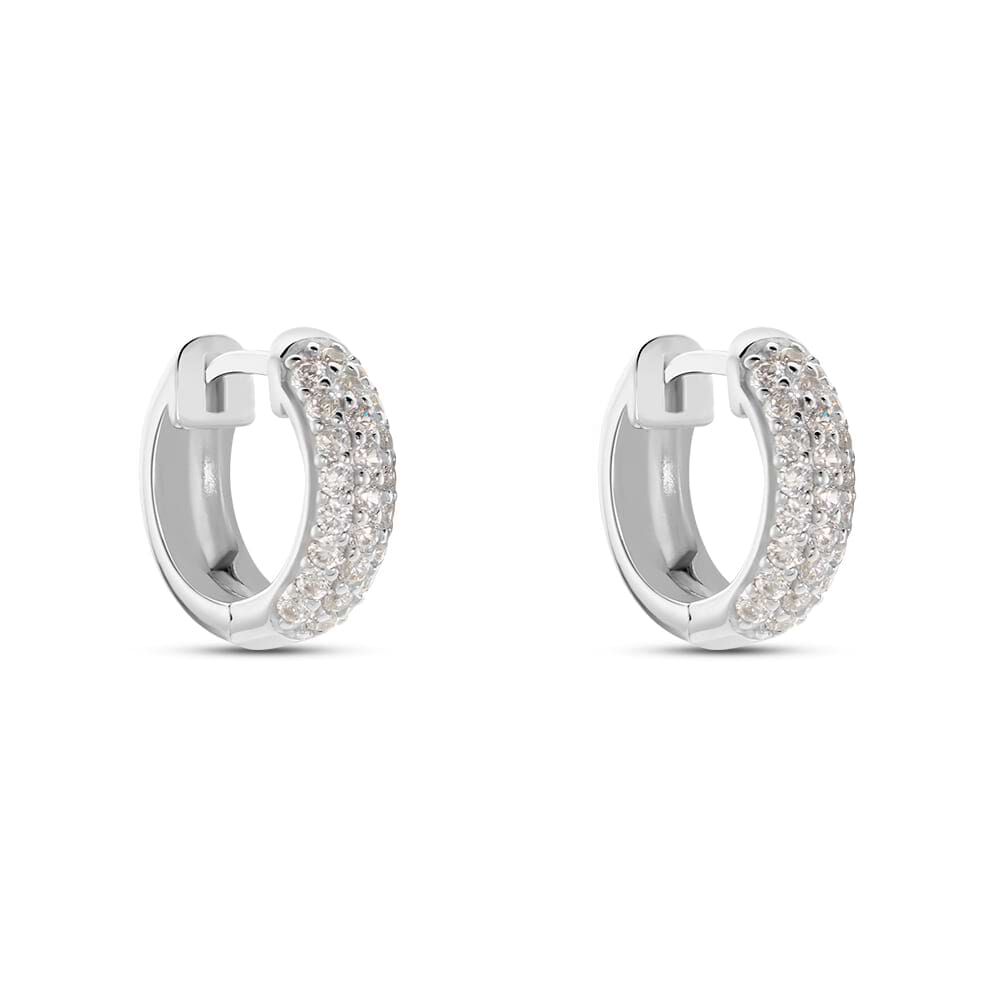 Orecchini A Cerchio Silver Shine Argento Rodiato Cubic Zirconia