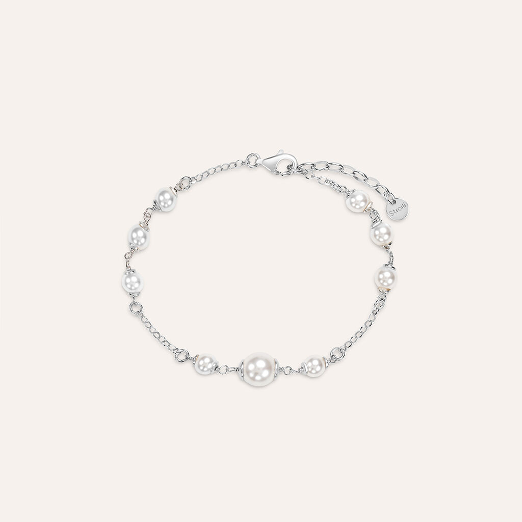 Bracciale In Argento 925 Rodiato E Perle