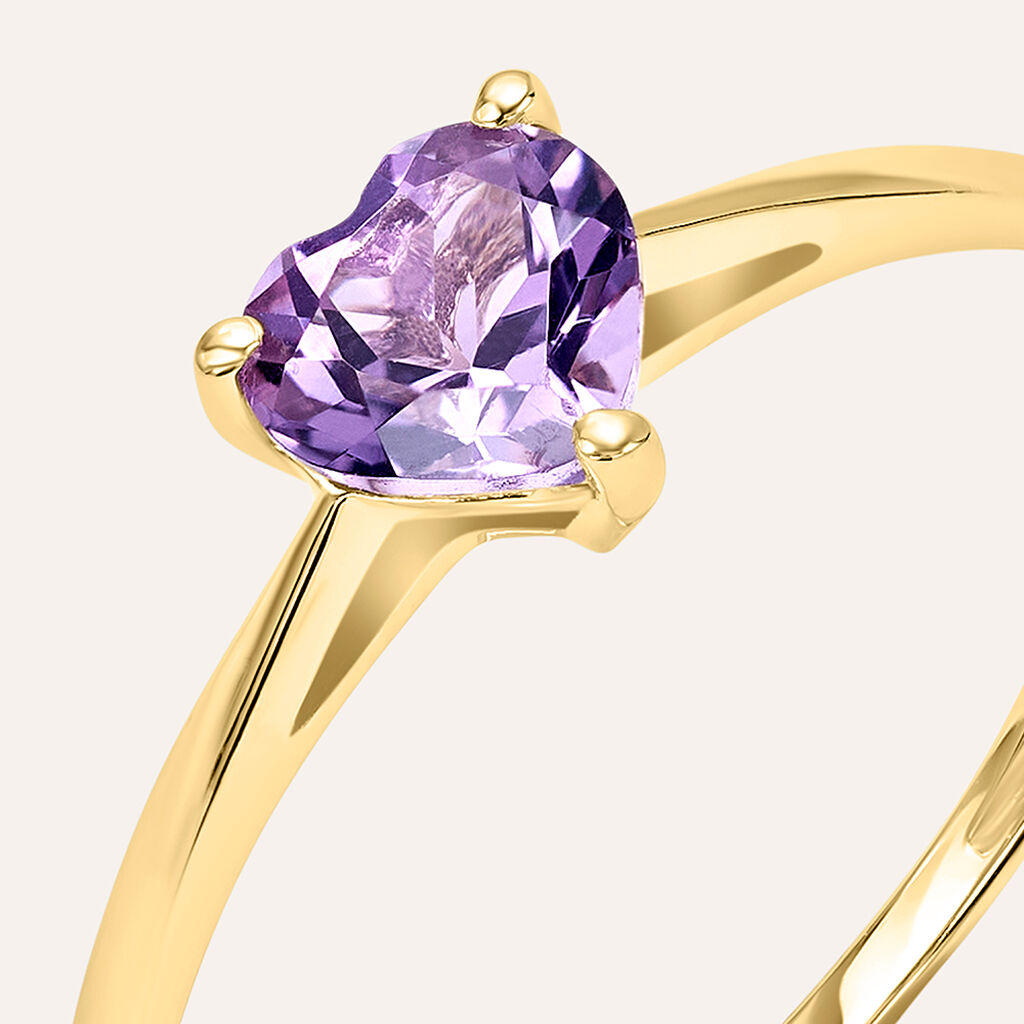 Anello Solitario Amélie Oro Giallo Ametista - Anelli con Pietre Donna | Stroili