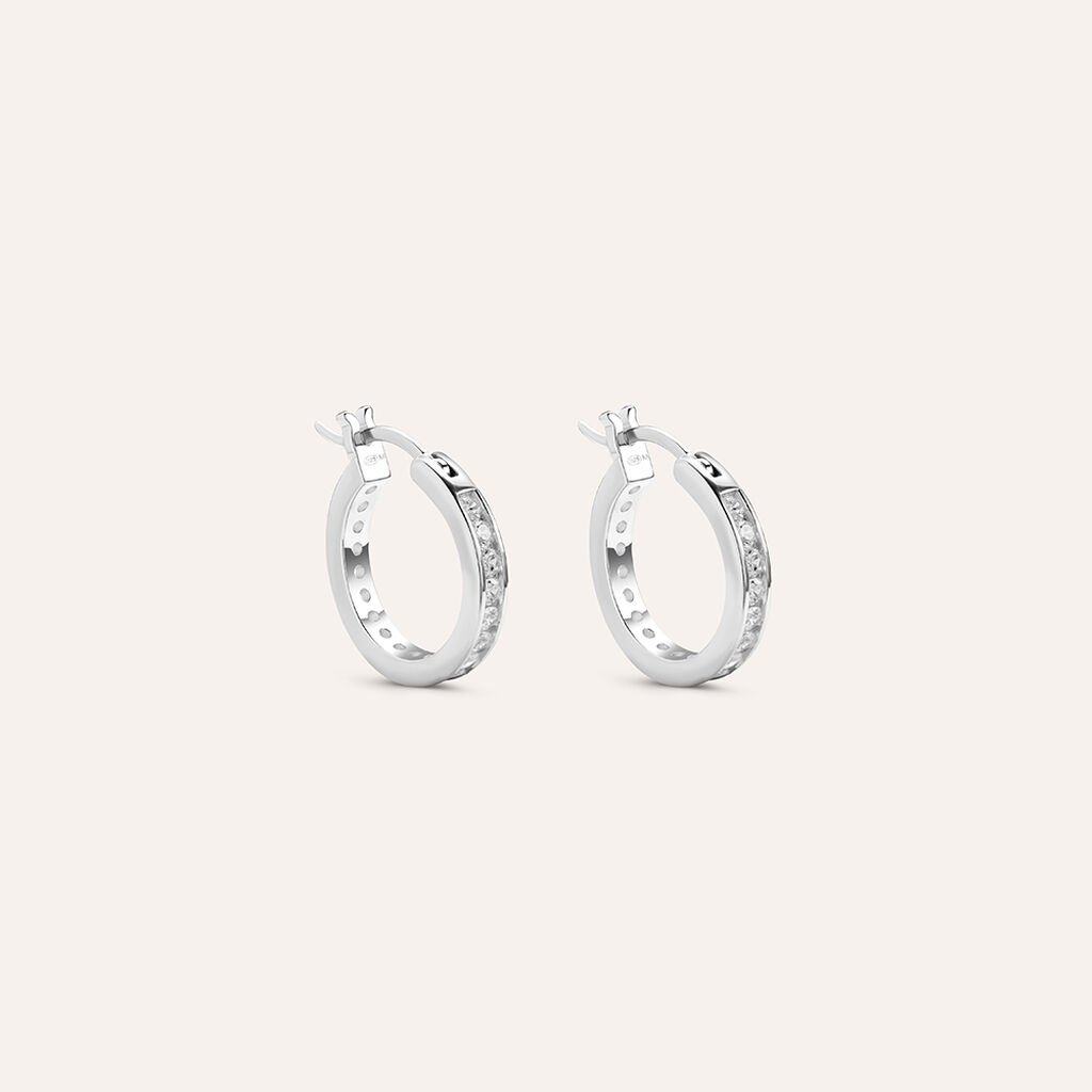 Orecchini A Cerchio Silver Elegance Argento Rodiato Cubic Zirconia