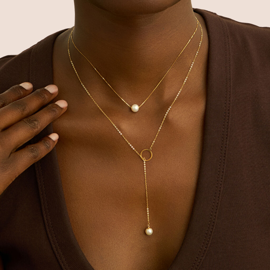 Collana Gabrielle Oro Giallo Perla D'Acqua Dolce