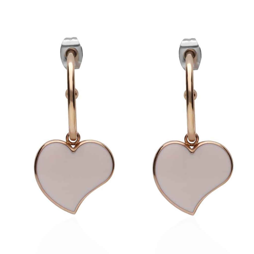 Orecchini cerchio con cuore pendente bianco