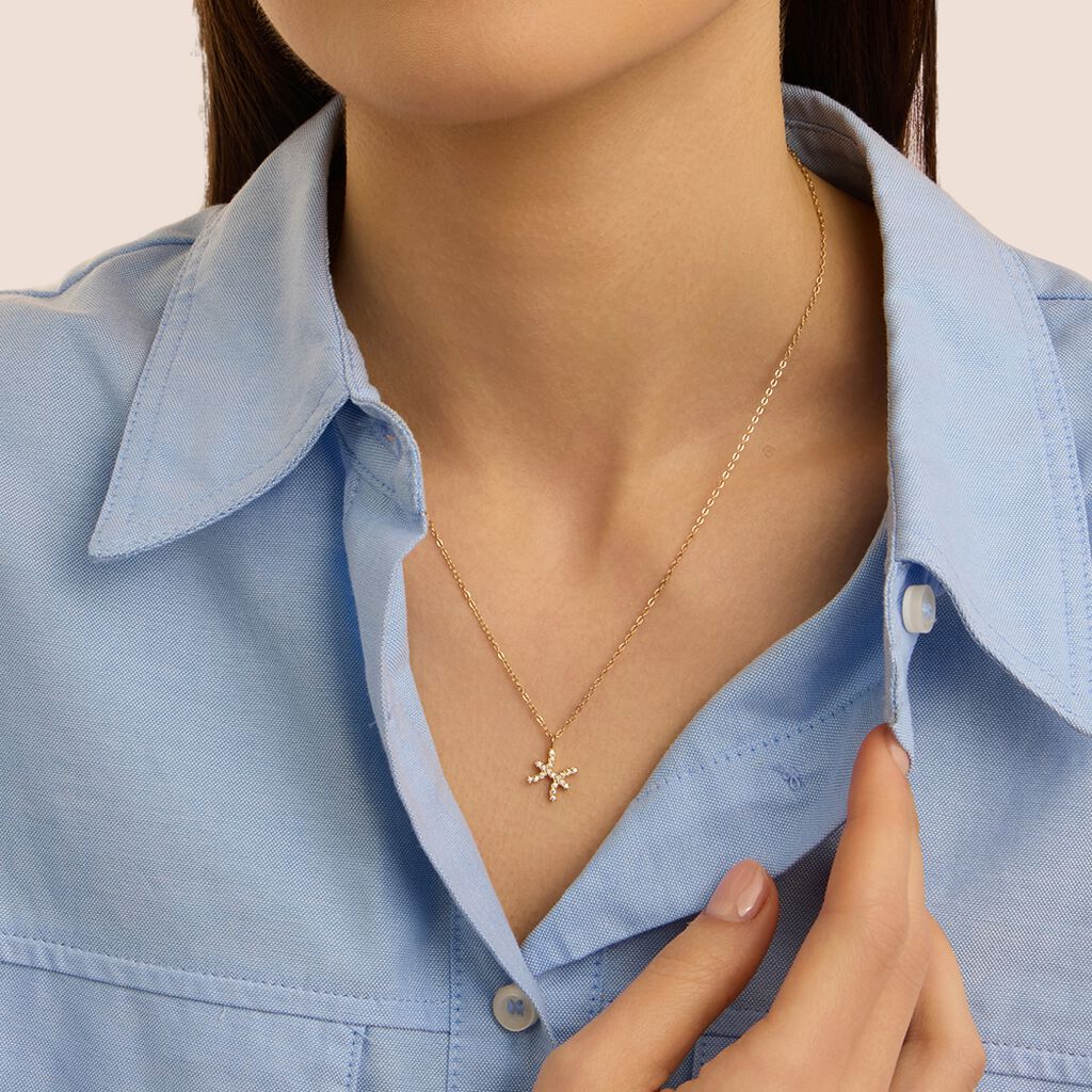 Collana Radiance Acciaio Dorato Cubic Zirconia