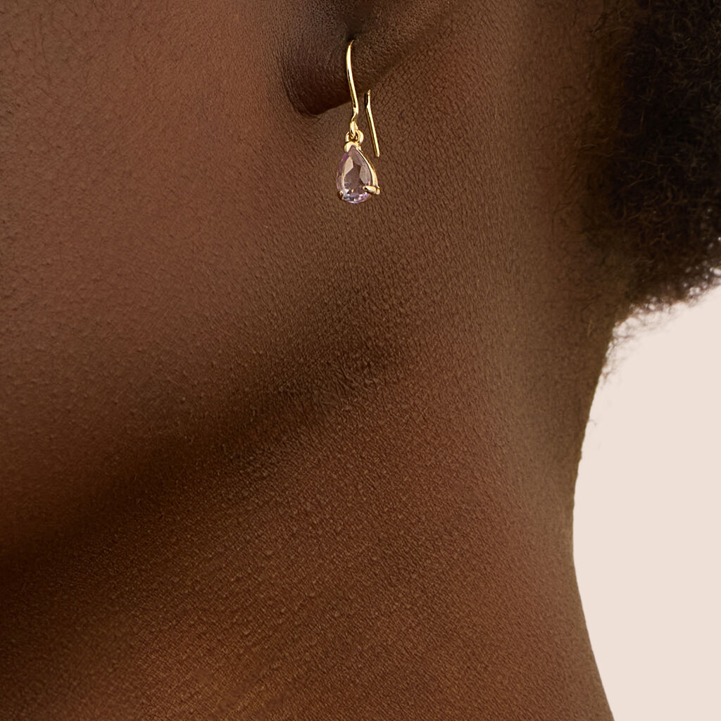 Orecchini Lobo Punto Luce Amélie Oro Giallo Ametista