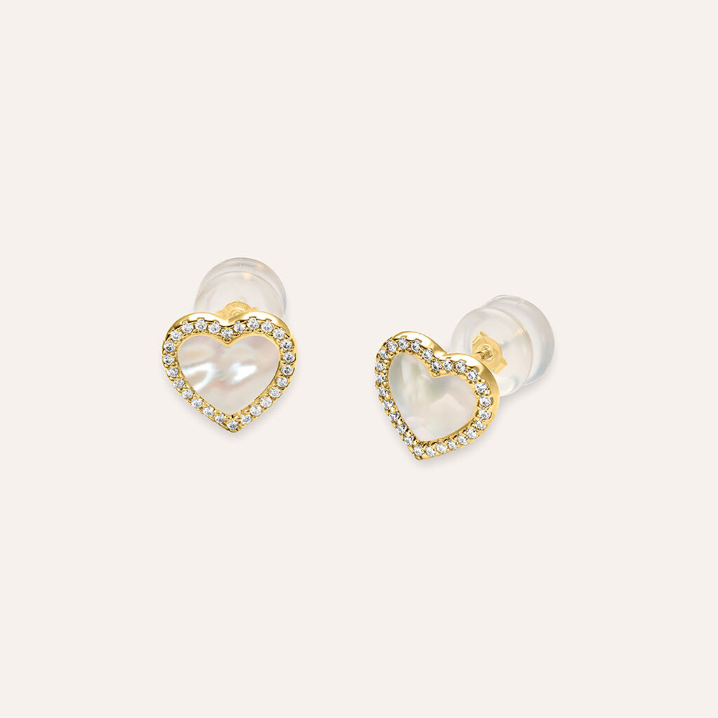 Orecchini Lobo Beverly Oro Giallo Madreperla Cubic Zirconia - Orecchini a Lobo Donna | Stroili