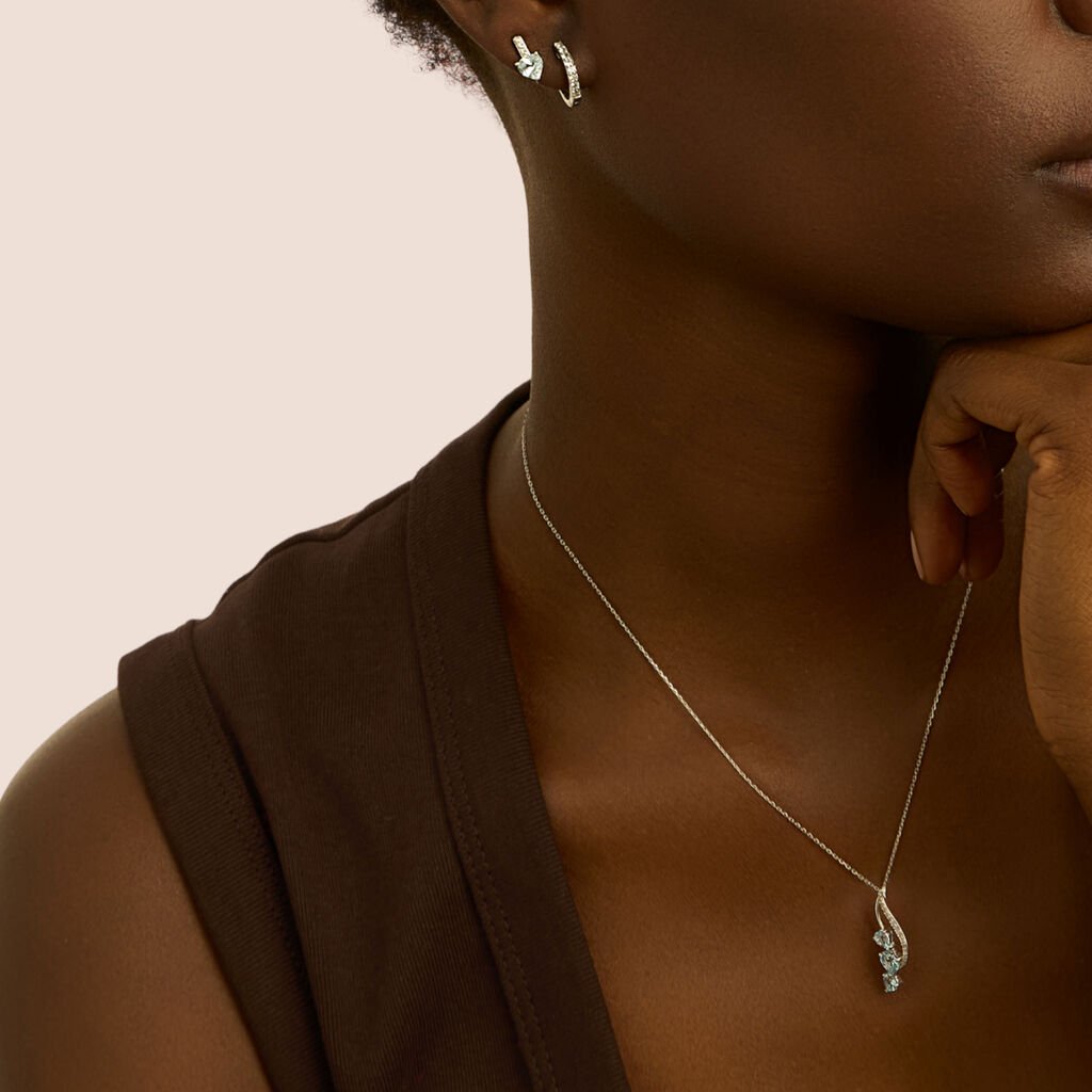 Collana Amélie Oro Bianco Topazio Cubic Zirconia Cubic Zirconia