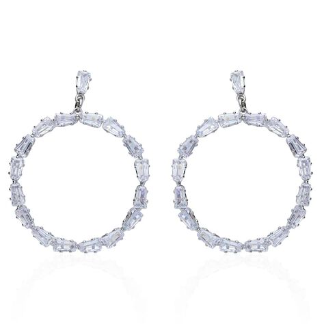 Orecchini pendenti cerchio strass in metallo rodiato - Orecchini Pendenti Donna | Stroili