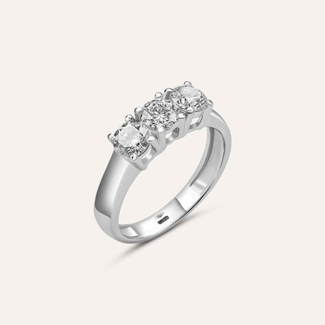 Anello Trilogy Diamade Oro Bianco Diamante Lab-Grown - Anelli con Pietre Donna | Stroili