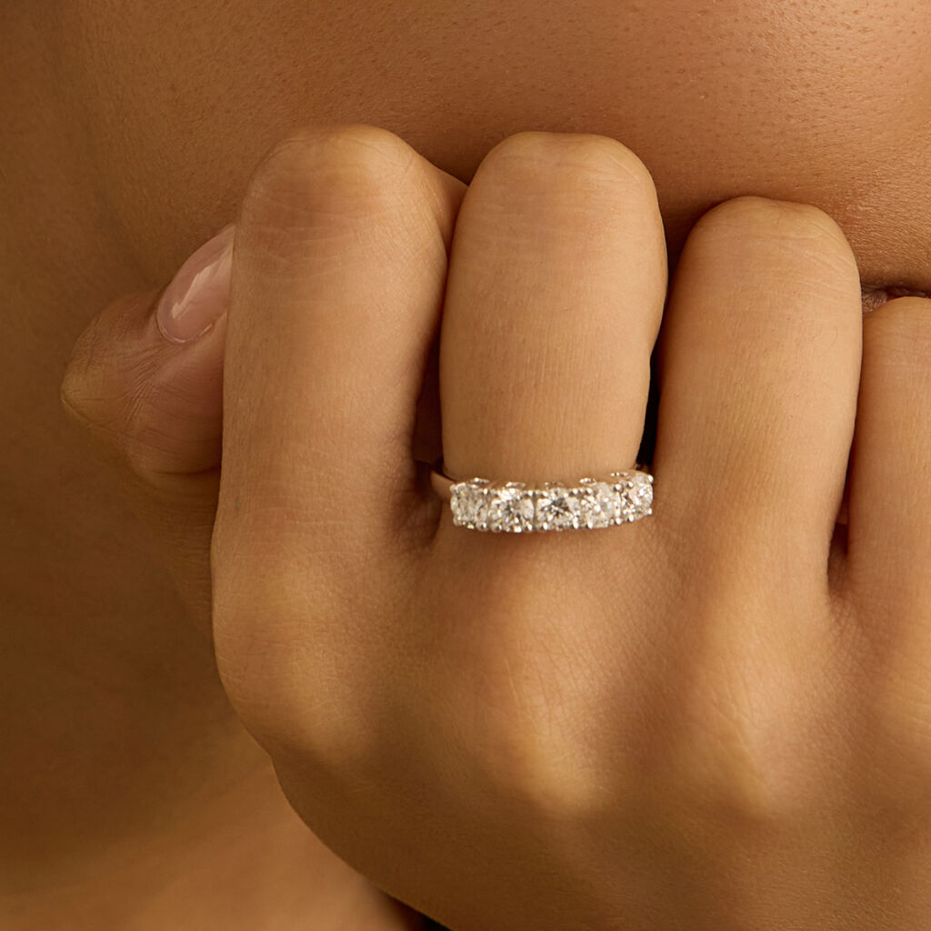 Anello Riviere Diamade Oro Bianco Diamante Lab-Grown