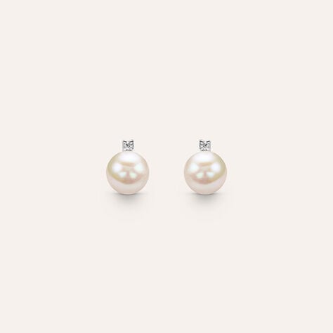 Orecchini Lobo Gold Pearls Oro Bianco Perla D'Acqua Dolce Diamante - Orecchini a Lobo Donna | Stroili