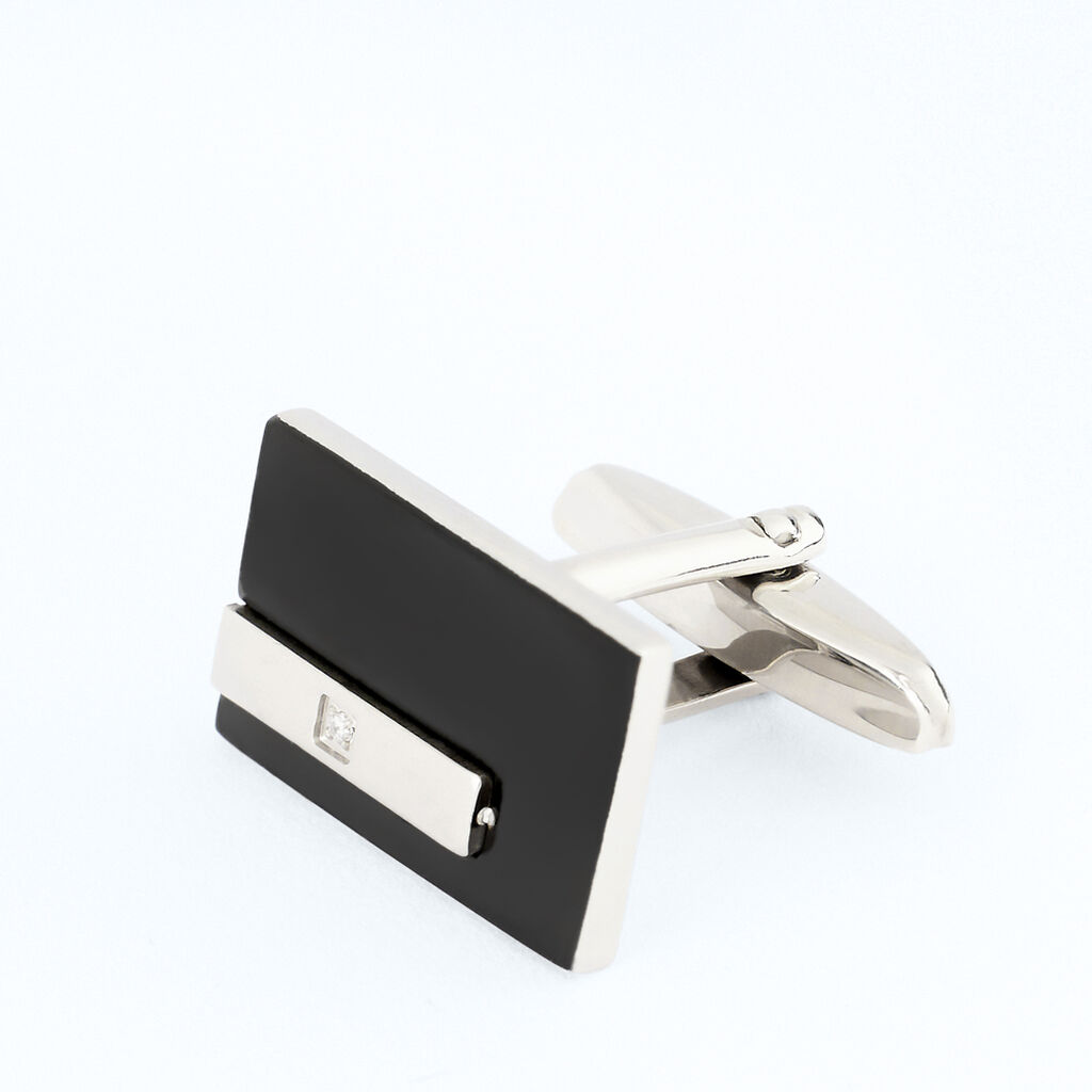Gemelli Man Code Acciaio Bicolore Bianco / Nero Cristallo - Gioielli Uomo | Stroili
