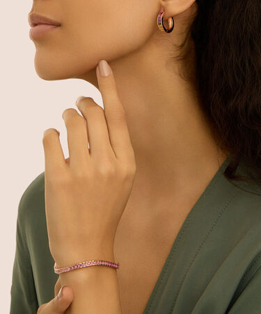 Orecchini A Cerchio Silver Rainbow Argento Rosa Cubic Zirconia