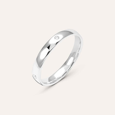 Fede Comoda 3.1 mm Oro Bianco Diamante - Fedi Unisex | Stroili