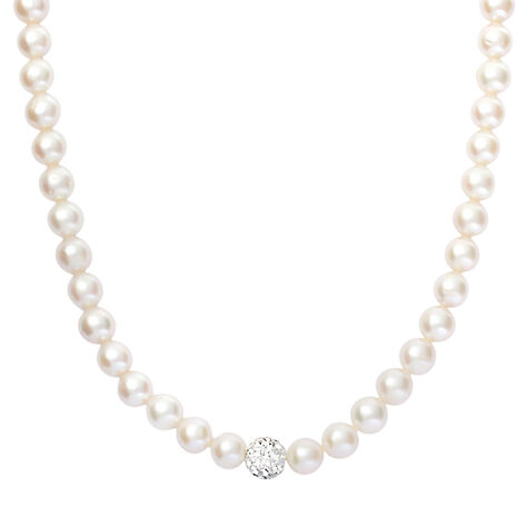 Collana Gabrielle Oro Bianco Perla D'Acqua Dolce Cristallo - Collane Donna | Stroili