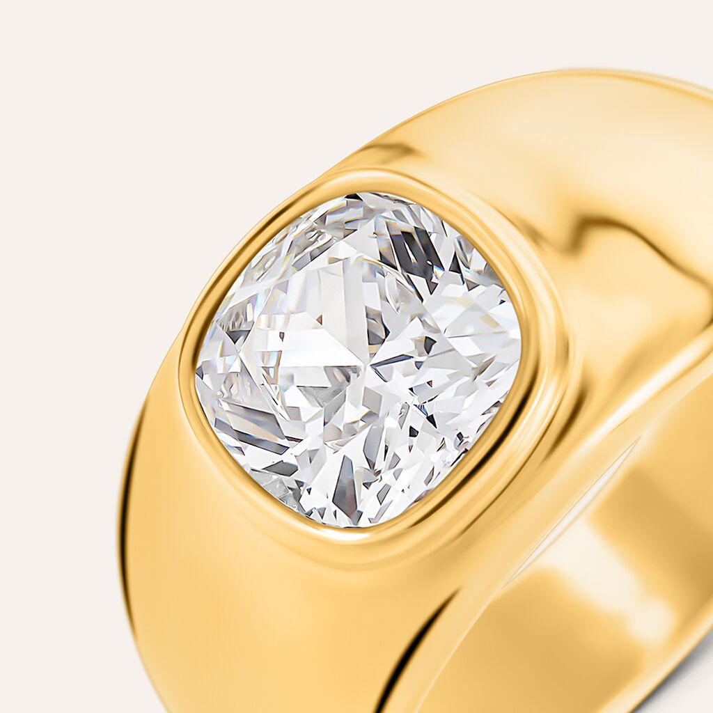 Anello Fascia Aura Acciaio Dorato Cubic Zirconia