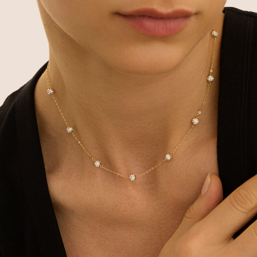 Collana Christelle Oro Giallo Cristallo