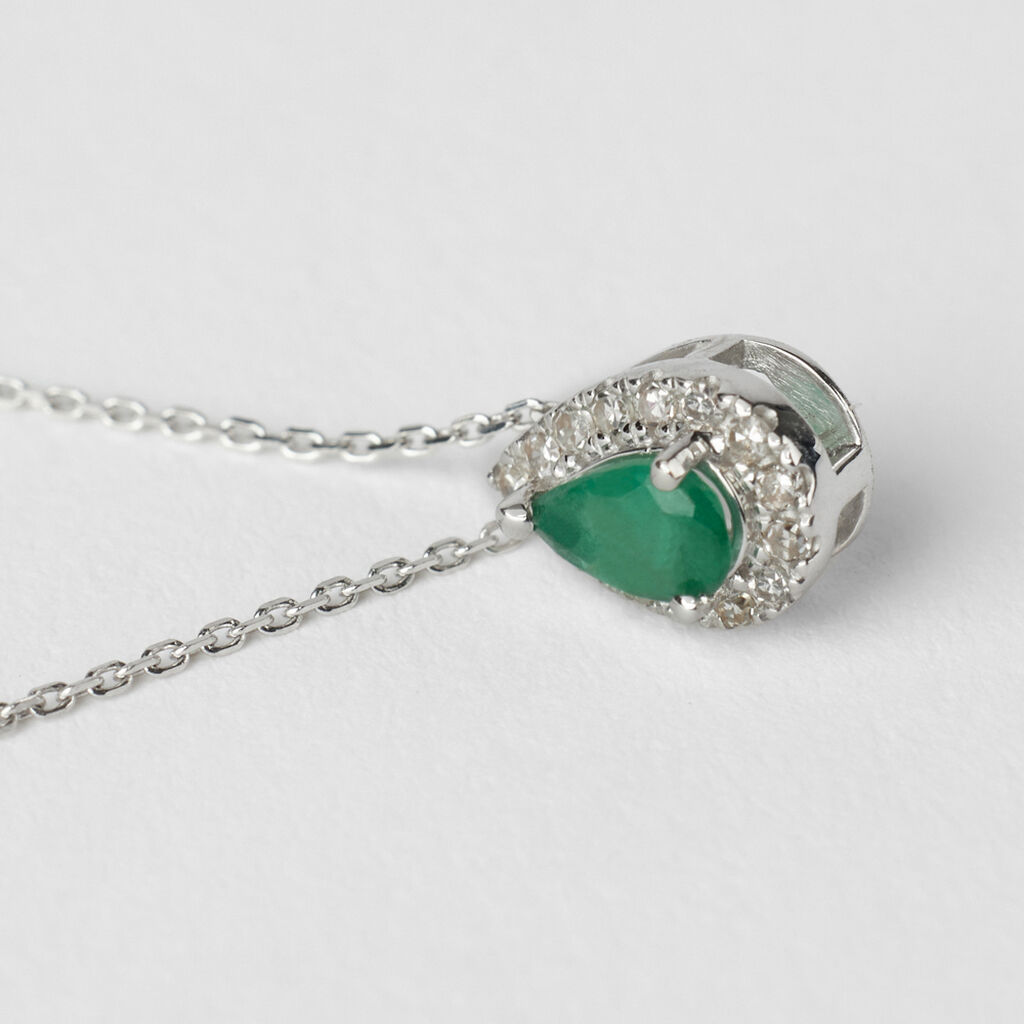 Collana Punto Luce Charlotte Oro Bianco Smeraldo Diamante - Collane Punto Luce Donna | Stroili