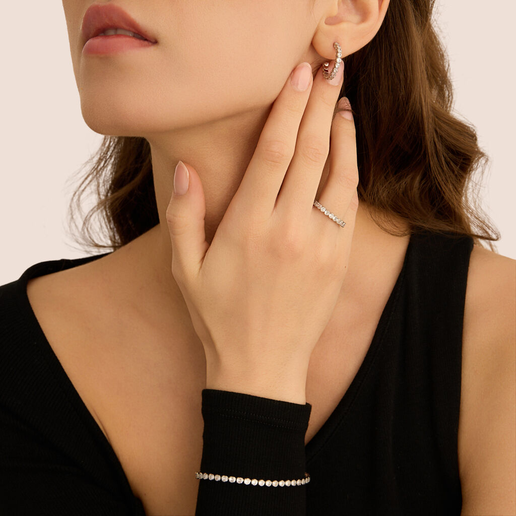 Orecchini A Cerchio Romantic Shine Metallo Cristallo - Orecchini a Cerchio Donna | Stroili