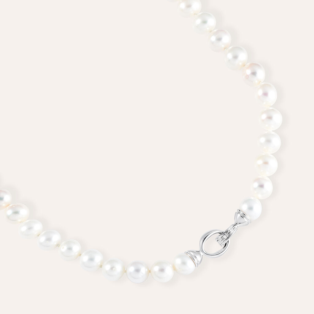 Collana Gold Pearls Oro Bianco Perla D'Acqua Dolce Diamante - Collane Donna | Stroili