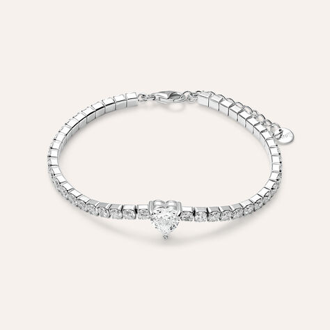 Bracciale Donna Tuscany Silver In Argento 925 Placcato Rodio | Infinito Stardust Con Cuore | Regolabile 10-23 Cm | Ipoallergenico