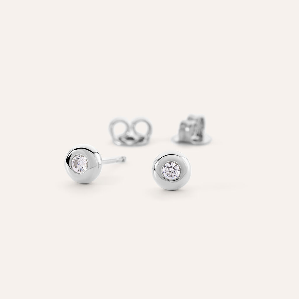 Orecchini Lobo Punto Luce Desideria Argento Nobile Rodiato Cubic Zirconia