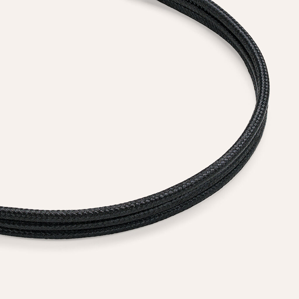 Choker Magnetico Cordino Nero e Acciaio Dorato - Catenina Unisex | Stroili