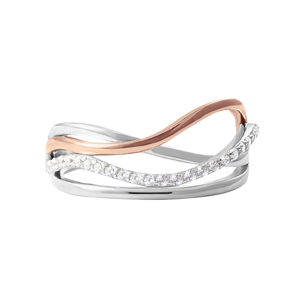 Anello Fantasia Silver Shine Argento Bicolore Bianco / Rosa Cubic Zirconia