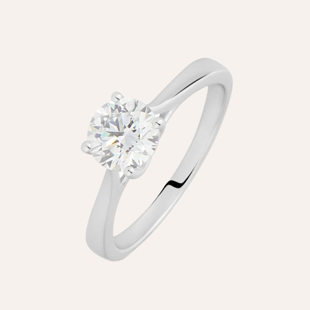 Anello Solitario Diamade Oro Bianco Diamante Lab-Grown