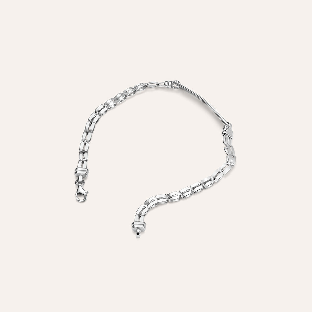Bracciale Con Targhetta Gentleman Argento Rodiato - Bracciali con Incisione Uomo | Stroili