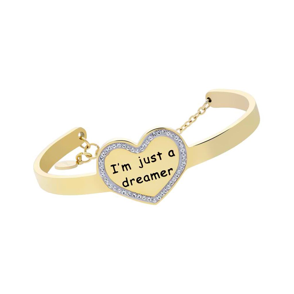 Bangle I'm just a dreamer in acciaio dorato e strass - Bracciali Donna | Stroili