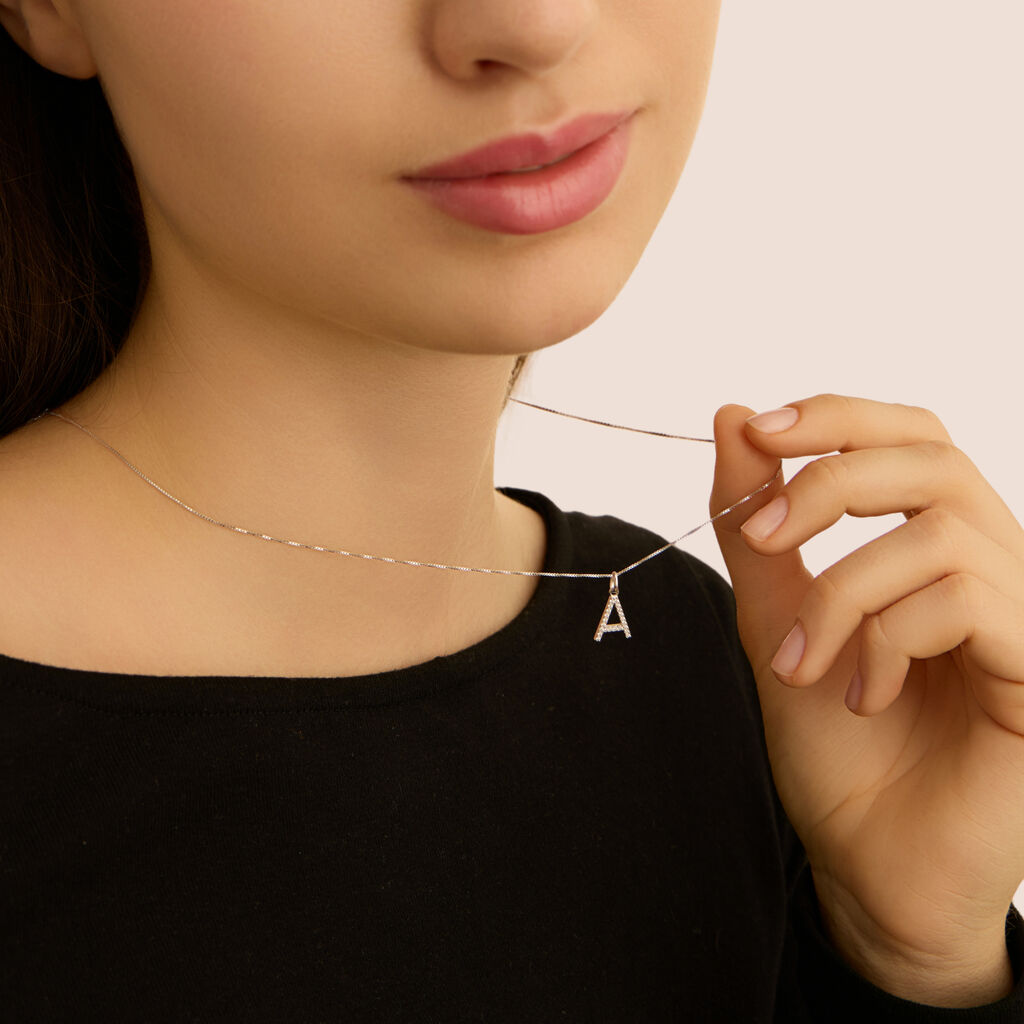 Pendente Poème Oro Bianco Cubic Zirconia - Ciondoli Donna | Stroili