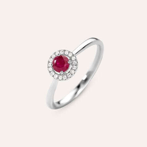 Anello Solitario Charlotte Oro Bianco Rubino Diamante - Anelli con Pietre Donna | Stroili