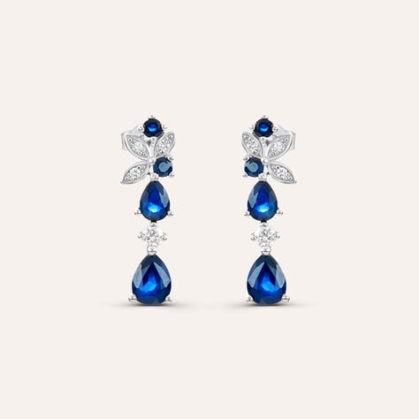 Orecchini Pendenti Charlotte Oro Bianco Zaffiro Diamante - Orecchini Pendenti Donna | Stroili