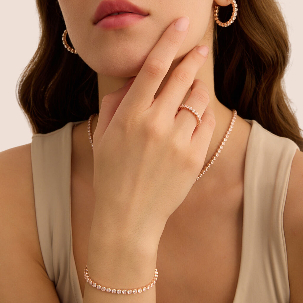 Orecchini A Cerchio Romantic Shine Metallo Rosa Cristallo