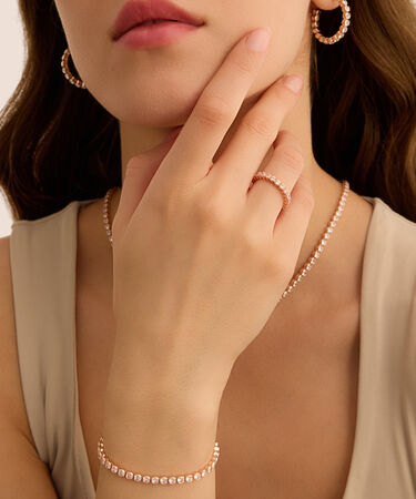 Orecchini A Cerchio Romantic Shine Metallo Rosa Cristallo