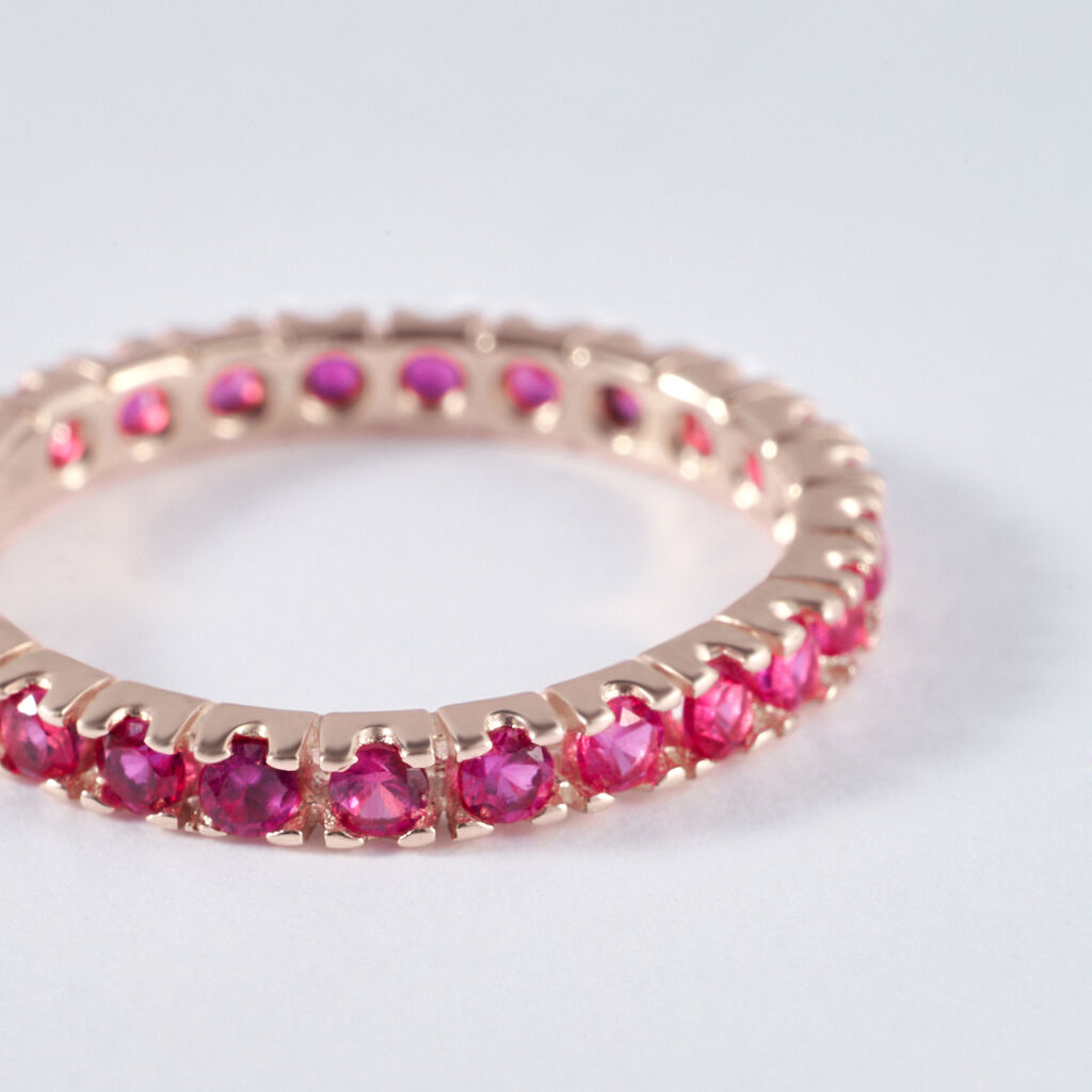 Anello Eternity In Argento 925 Placcato Oro 14K - Con Zirconi Per Donne, Design Semplice E Impilabile - Foto 11