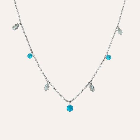 Collana Acciaio Cristallo Azzurro 40+5cm  - Collane Donna | Stroili