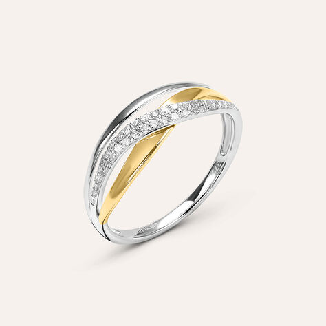 Anello Fascia Sophia Oro Bicolore Diamante - Anelli a Fascia Larga Donna | Stroili