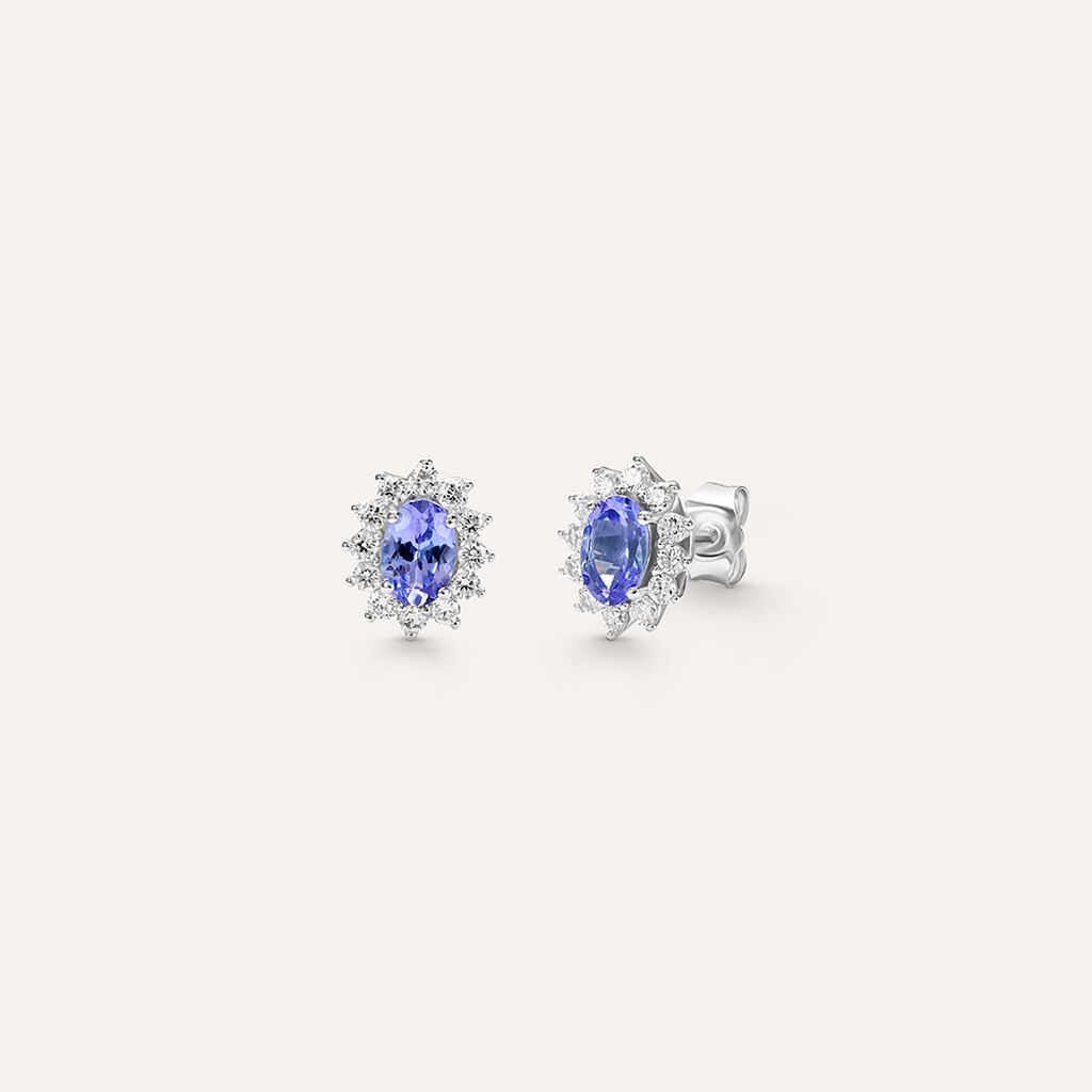Orecchini Lobo Jasmine Oro Bianco Tanzanite Diamante - Orecchini a Lobo Donna | Stroili