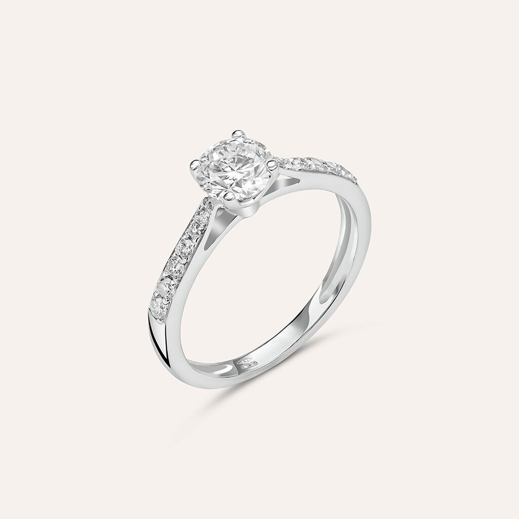 Anello Solitario Diamade Oro Bianco Diamante Lab-grown