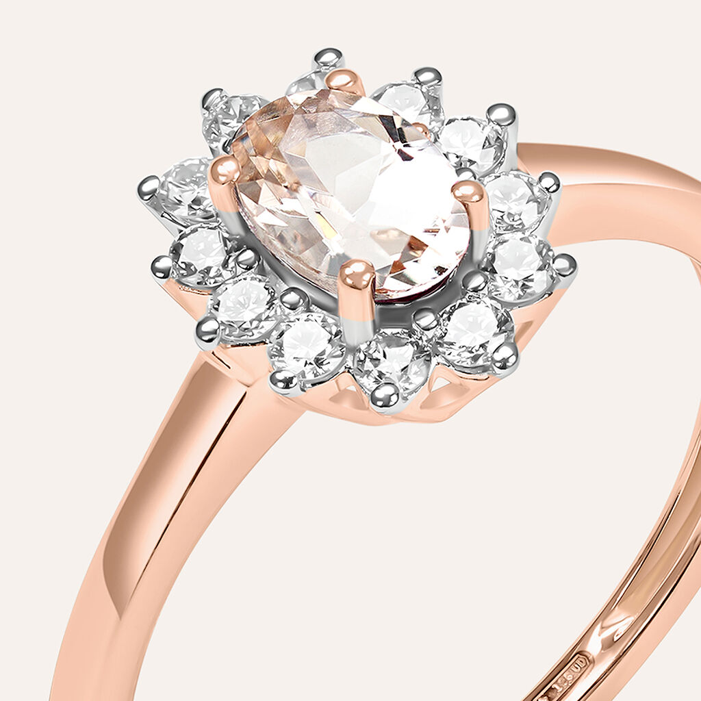 Anello Solitario Kate Jasmine Oro Rosa Morganite Diamante - Anelli con Pietre Donna | Stroili
