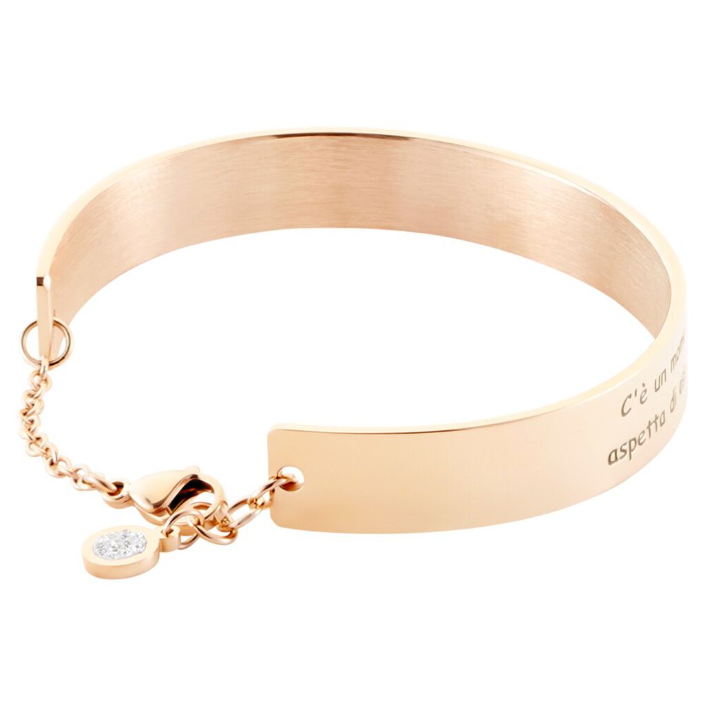 Bangle Lady Message Acciaio Rosa Cristallo - Bracciali Rigidi Donna | Stroili